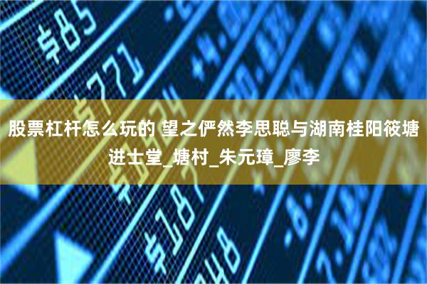股票杠杆怎么玩的 望之俨然李思聪与湖南桂阳筱塘进士堂_塘村_朱元璋_廖李