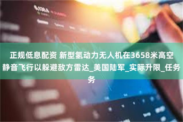 正规低息配资 新型氢动力无人机在3658米高空静音飞行以躲避敌方雷达_美国陆军_实际升限_任务